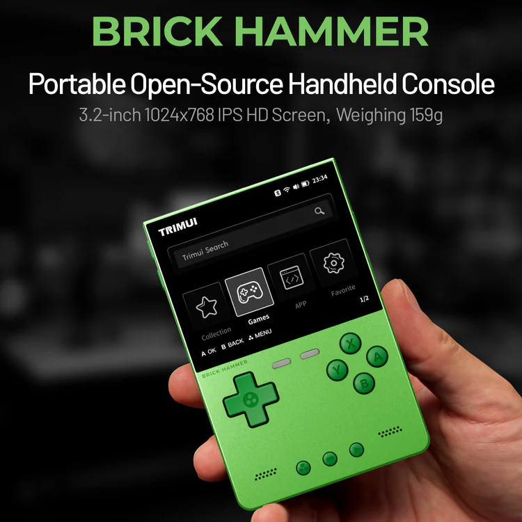TRIMUI Hammer handheld consoles for a compact retro gaming experience with portable design, practical usability, and distinctive style