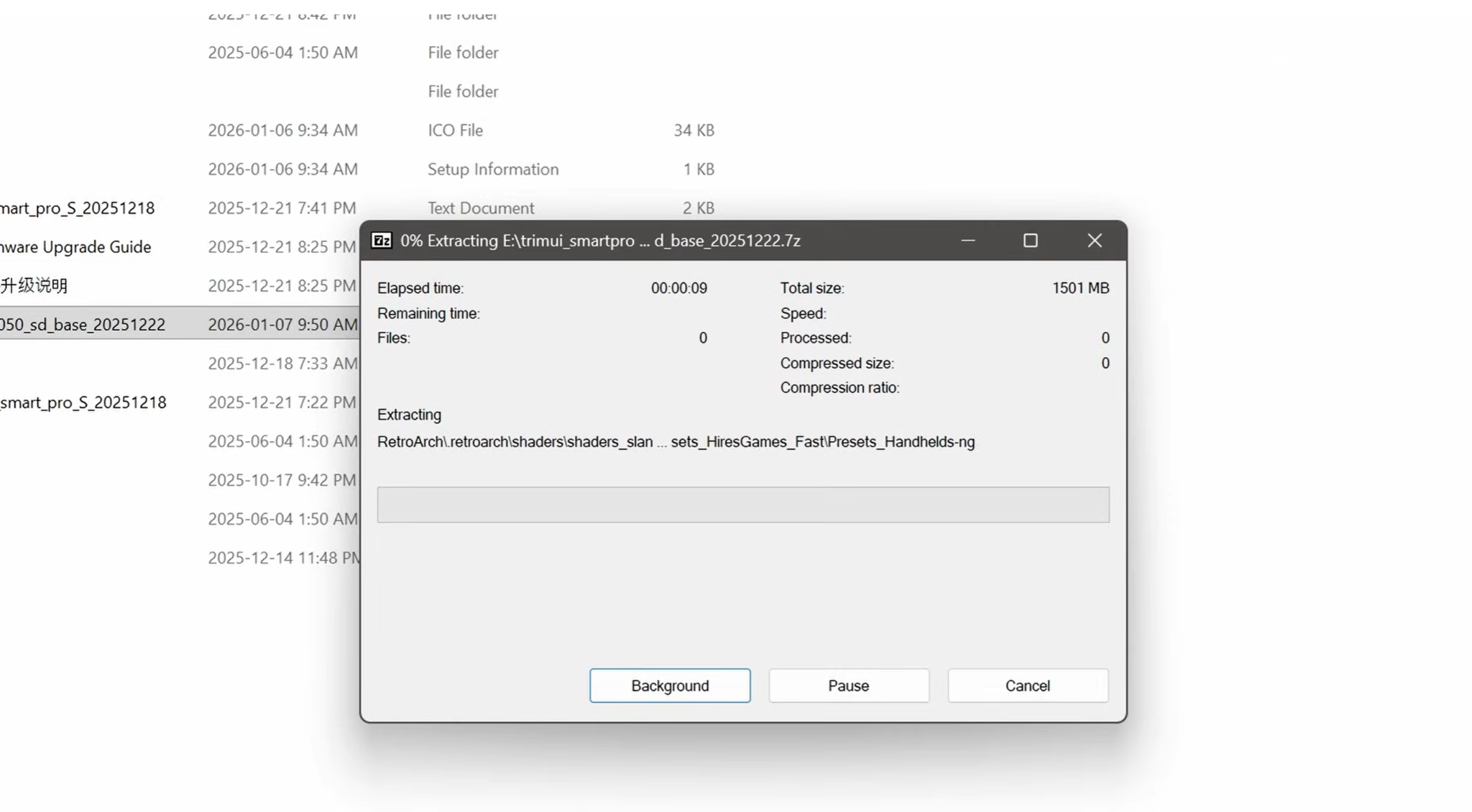 TRIMUI Smart Pro S SD card root folder structure for firmware setup and game folders