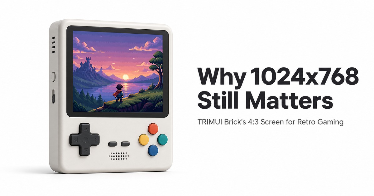 TRIMUI Brick style handheld with 1024x768 4:3 screen for retro gaming